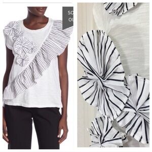 NWT! Joie Eckarta Ruffle Applique Short-Sleeve Tee